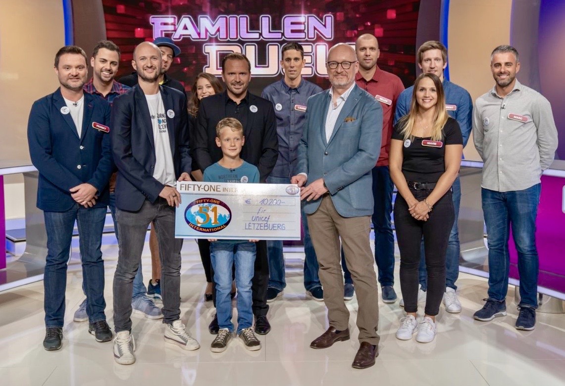 10.200.- Euro fir UNICEF Lëtzebuerg am vum RTL Spezial-Famillen Duell - Weltkannerdag